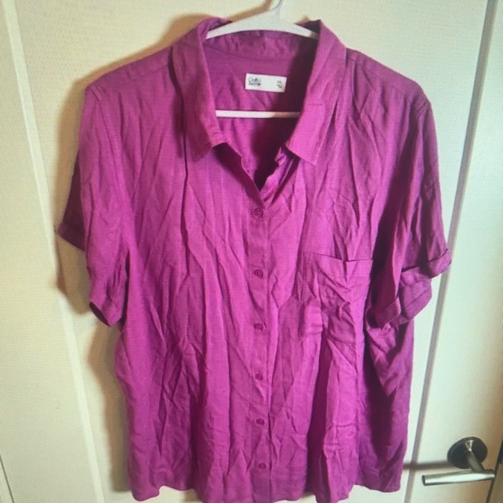 Croft & Barrow Women's Magenta Button-Down Shirt